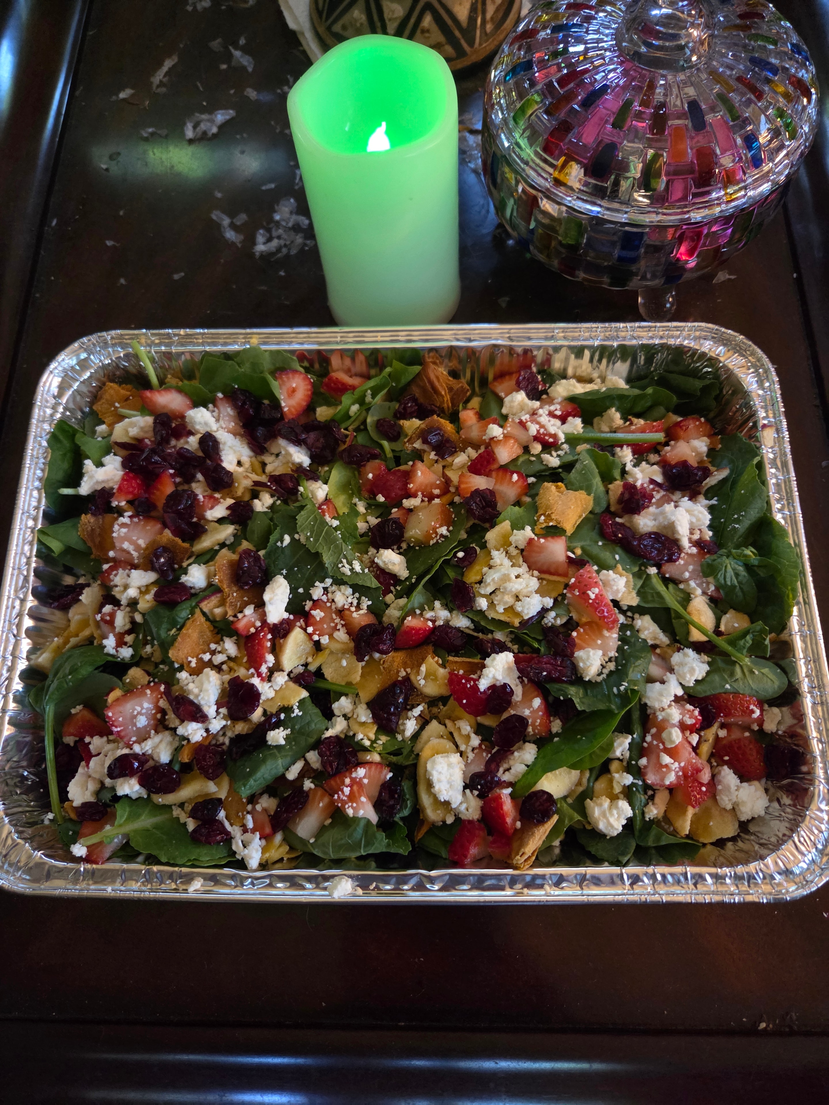 Christian's summer salad with strawberries, feta, and cranberries